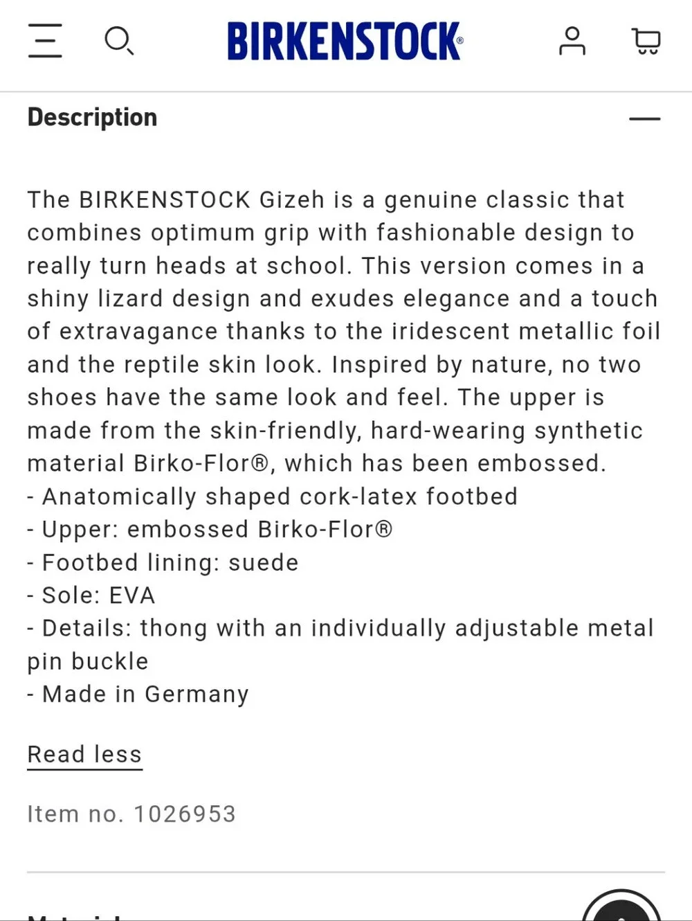 Birkenstock girls size